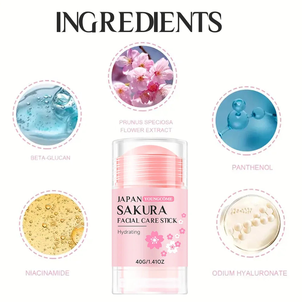 Sakura Facial Care Stick Hydrating Facial Care Moisturizing Cream Deep Hydration Suitable for dry Aging Face Cream Skin Repair